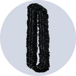 black plastic leis
