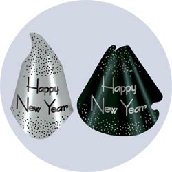silver and black new years party hats