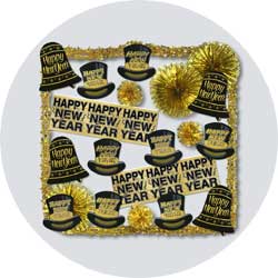 new years decorations kit gold